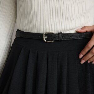 12th Tribe Liya Silver Genuine Leather Skinny Belt Size M/L